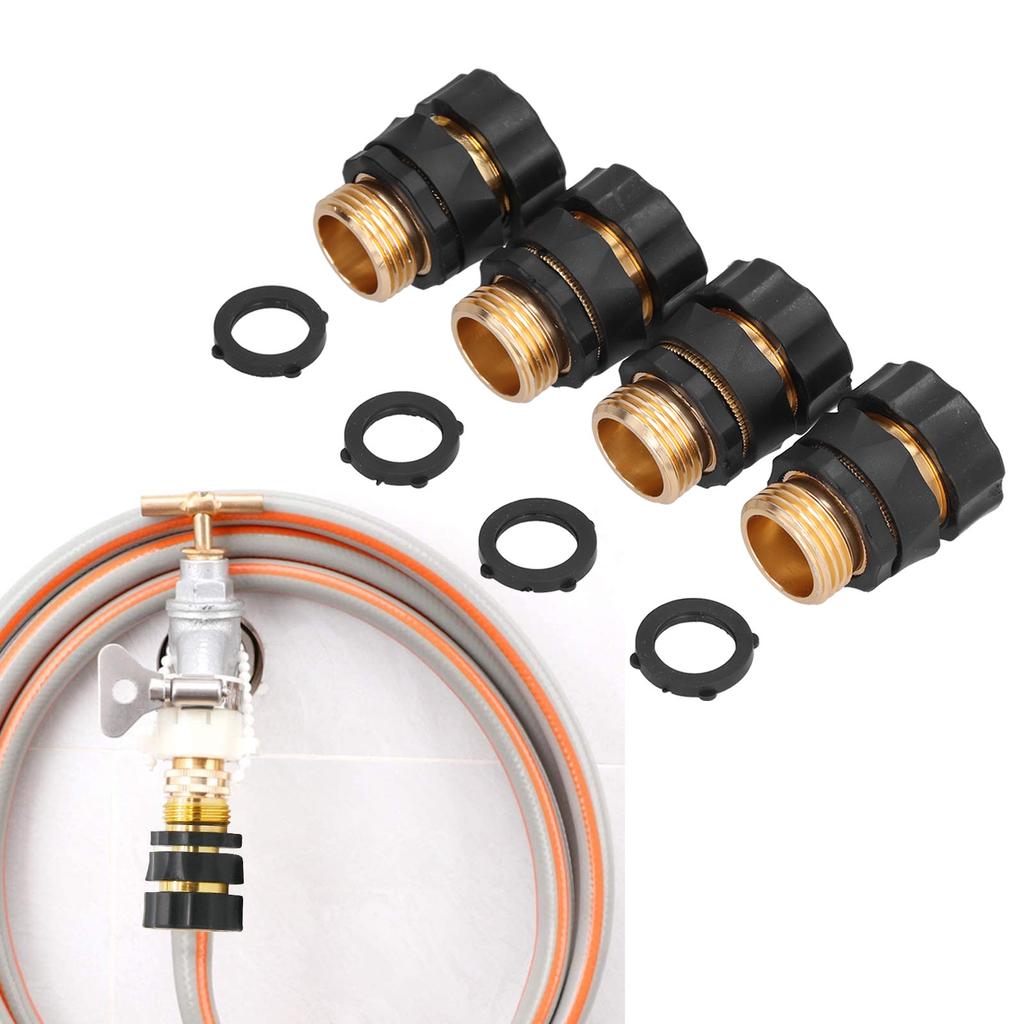4Pcs Garden Hose Quick Connector Brass High Hardness Durable No Leakage Easy Reliable Garden Hose Fittings