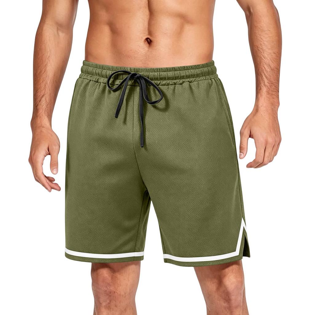 Men's Breathable Mesh Athletic Shorts Lightweight Casual Sportswear with Elastic Waistband and Drawstring for Outdoor Activities and Gym