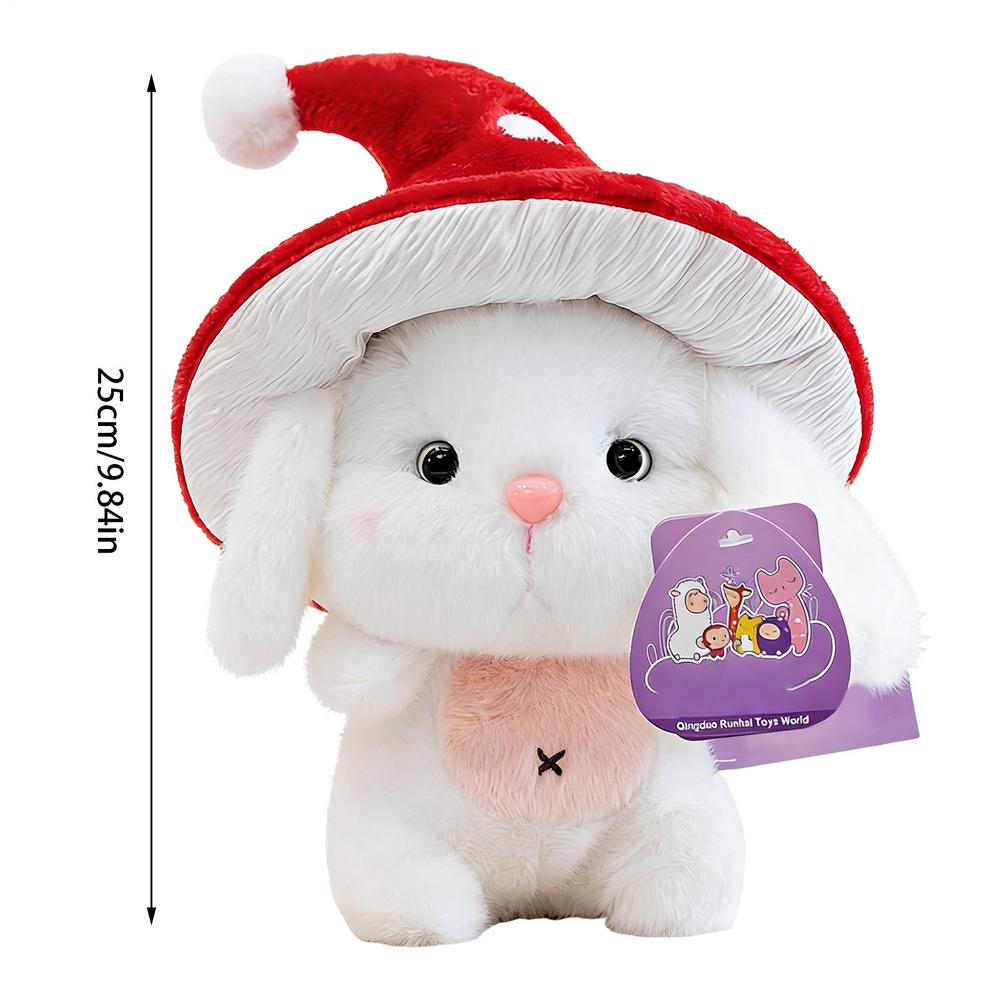 Plush Bunny Lovely Bunny Easter Plush Toy Adorable Mushroom Hat Rabbit Pillow For Kids Boys Girls Nursery Home Desk Sofa Bed