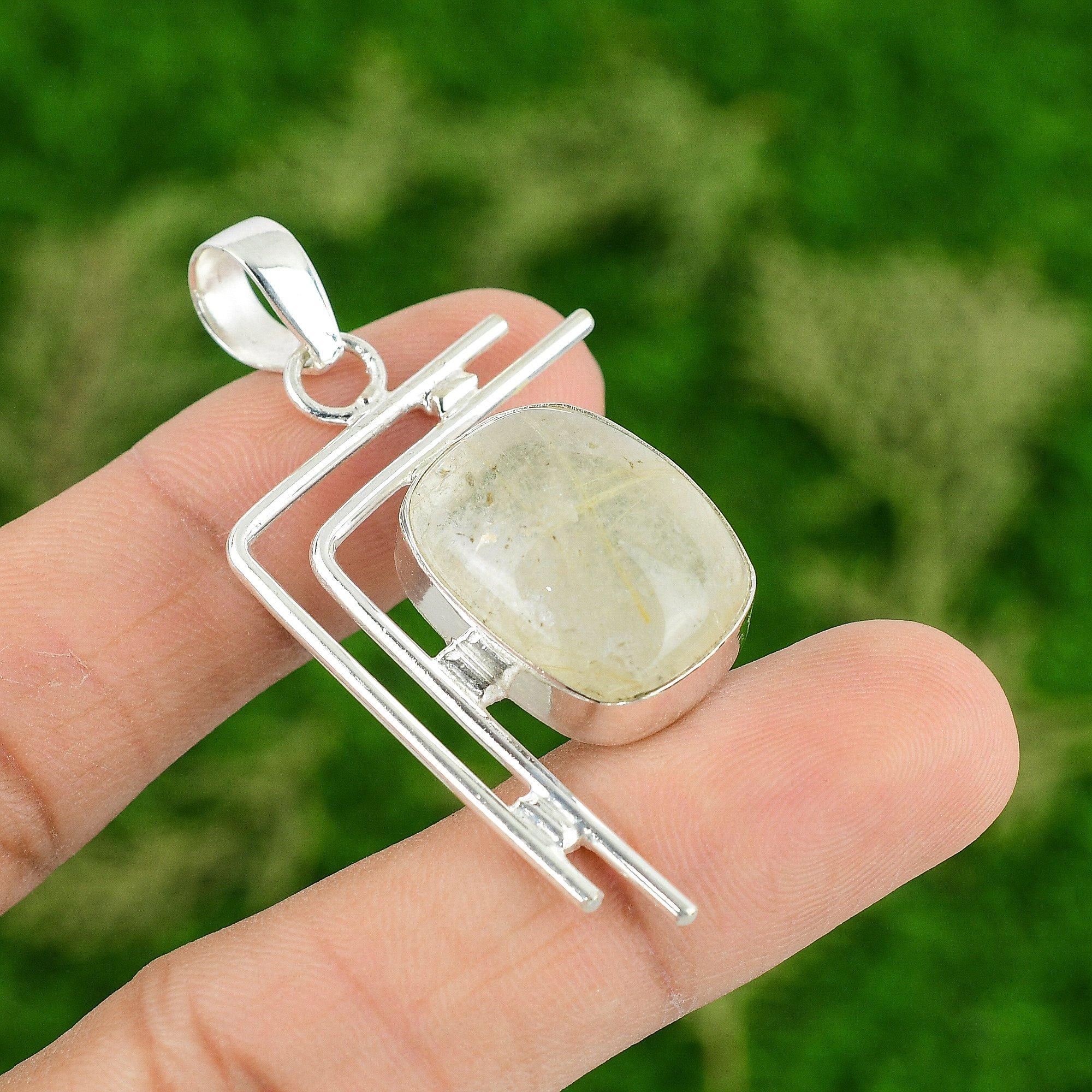 

Sisters Day Sale Golden Rutile Gemstone Mother Pendant Jewelry Sterling Silver