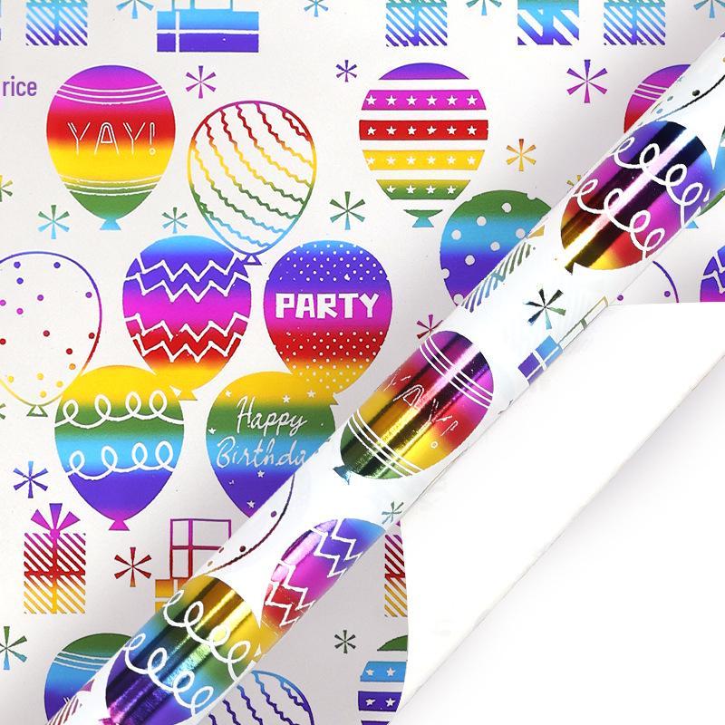 Rainbow Dots & Hearts Birthday Gift Wrapping Paper Set