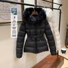 m Mengjia boed new product, feather emperor, waist, thin and thickened, women's slim-fitting big fur collar, Mengjia down jacket short, outside
