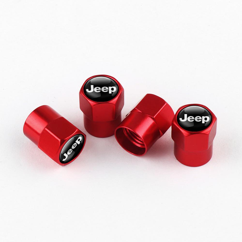 4Pcs/set Car Tire Valve Caps Mental Dust-proof Cover Decoration For JEEP Grand Cherokee Renegade Wrangler Compass Accessories AMT1
