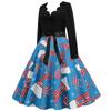 Elegant Long Sleeve Vintage Christmas Dress with Plaid Print and Bowknot for Women Perfect Holiday Party Outfit