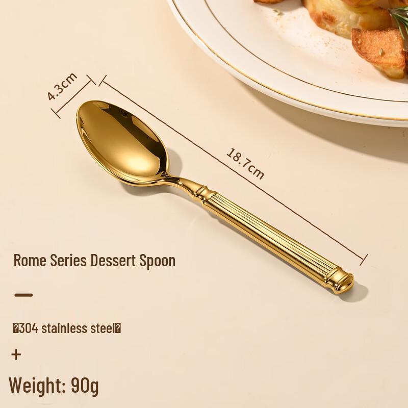 304 Stainless Steel Roman Column Dessert Spoon