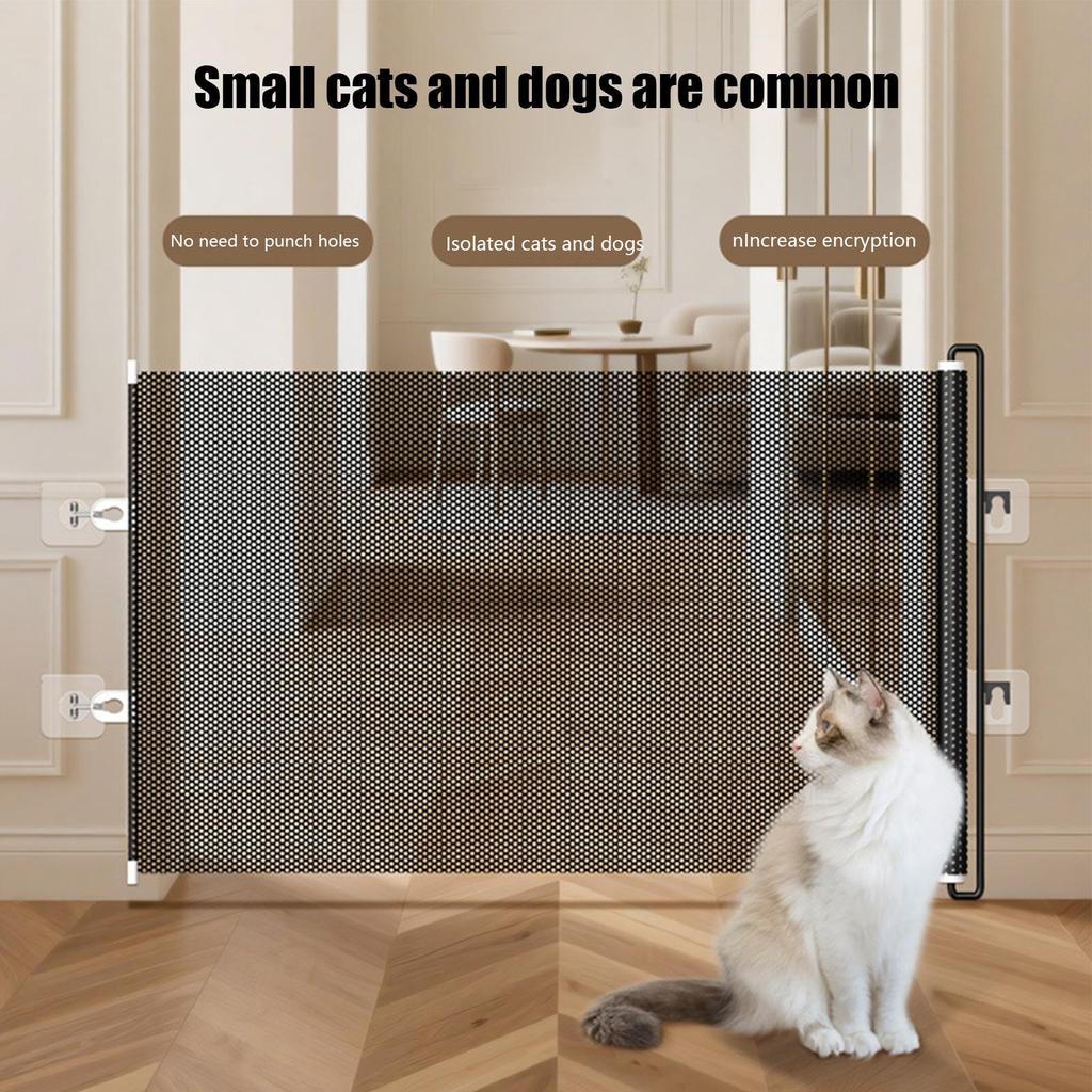 Heavy Duty Dog Barrier Fence with Hooks Insulated Net Foldable Breathable Mesh Mirror Door Pet Security Gate for Indoor Outdoor