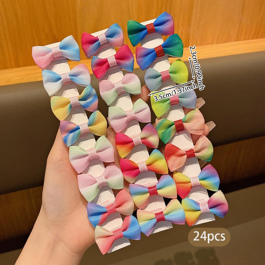 24 color random fabric hair clips with cute bows suitable for daily use as hair accessories