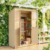 Garden Cabinet Wood Walk-In Tool Shed with Shelf Acrylic Windows Double Door Asphalt Roof Louvered Ventilation Floor Panel
