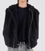 Beoteunseoul Wool Blend Boa Fleece Two-Way Hooded Zip-Up Vest (Black)