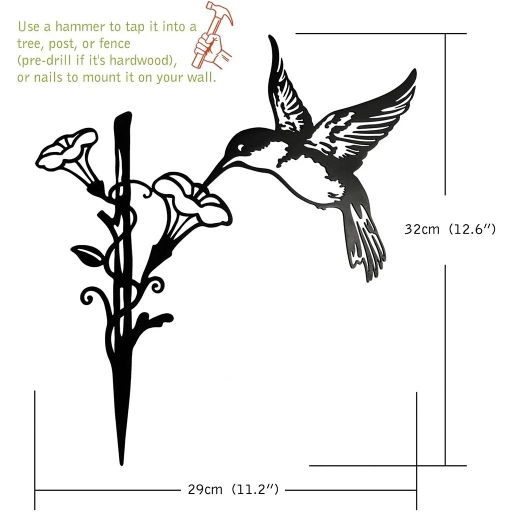 Metal Hummingbird Decor: Stunning Wall Art & Yard Ornaments. Unique Gifts.Outdoor Bird Charm for Gardens & Yards.