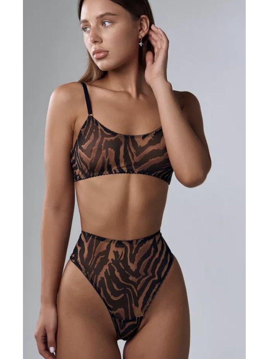 

2024 Сексуальное европейское и американское кружевное нижнее белье из двух частей с принтом - Удобное, без косточек Small