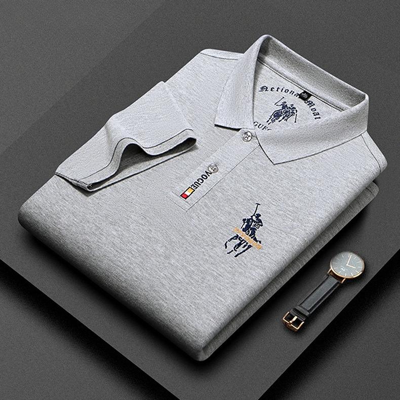Trend Hub Ny High-end Herre Kortarmet T-skjorte Brodert Krage Poloskjorte Pluss Størrelse Paul Tynn Topp for Menn
