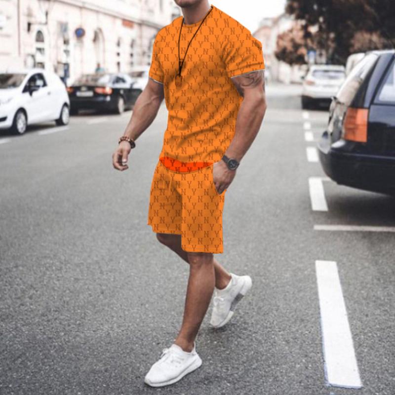 Letter Print Mens Trendy Summer Set T-Shirt And Shorts Set 2 Piece Casual Fashion Streetwear Tracksuit Skateboarding Sportwear