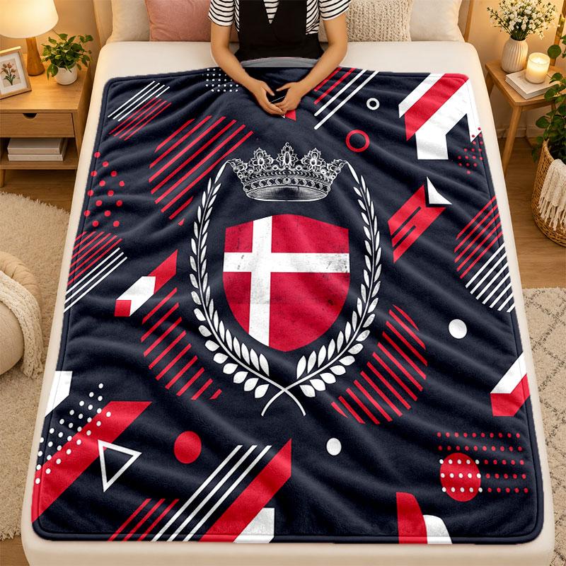 Flannel BlanketDenmark Football Warm Soft Throw Blanket for Indoor Sofa Bed Living Room Use