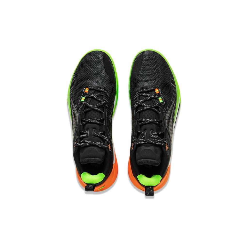 New LINING Speed 10 Basketball Shoes Men Low Top Black Green Orange ABAT085-2