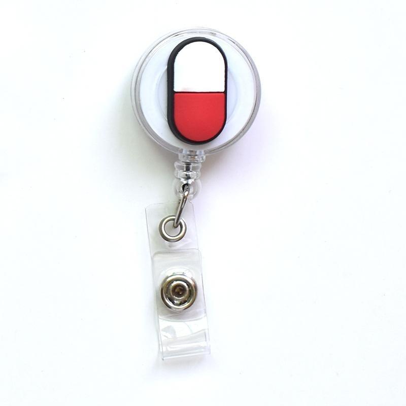 Fivela retrátil médica dos desenhos animados médico enfermeira licença de trabalho cordão criativo fácil de puxar fivela certificado marca nome