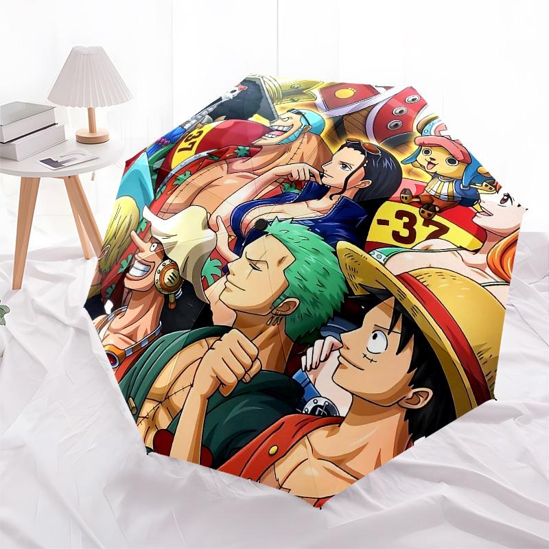 Automatic Umbrella Themed Around And The Straw Hat Pirates - Features 8 Ribs,Ideal for Casual Outings And Outdoor Use,Designed in a Gothic S