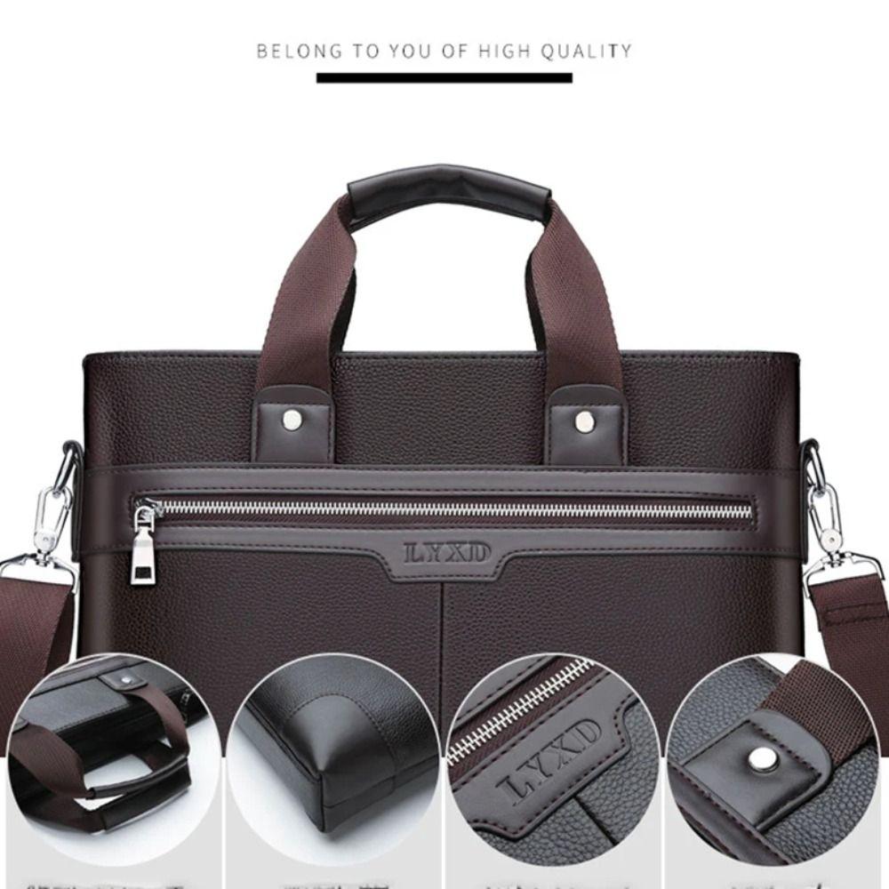 Paper Organizer Business Documents Bag Large Capacity Laptop Bag PU Leather Briefcase Stationery