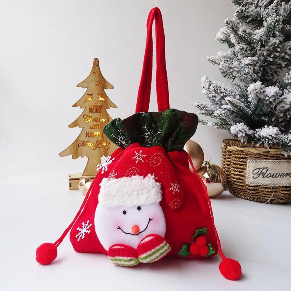 For Kids Santa Claus Stockings Xmas Drawstring Bags Candy Bags Christmas Gift Bag Wrapping Pouch