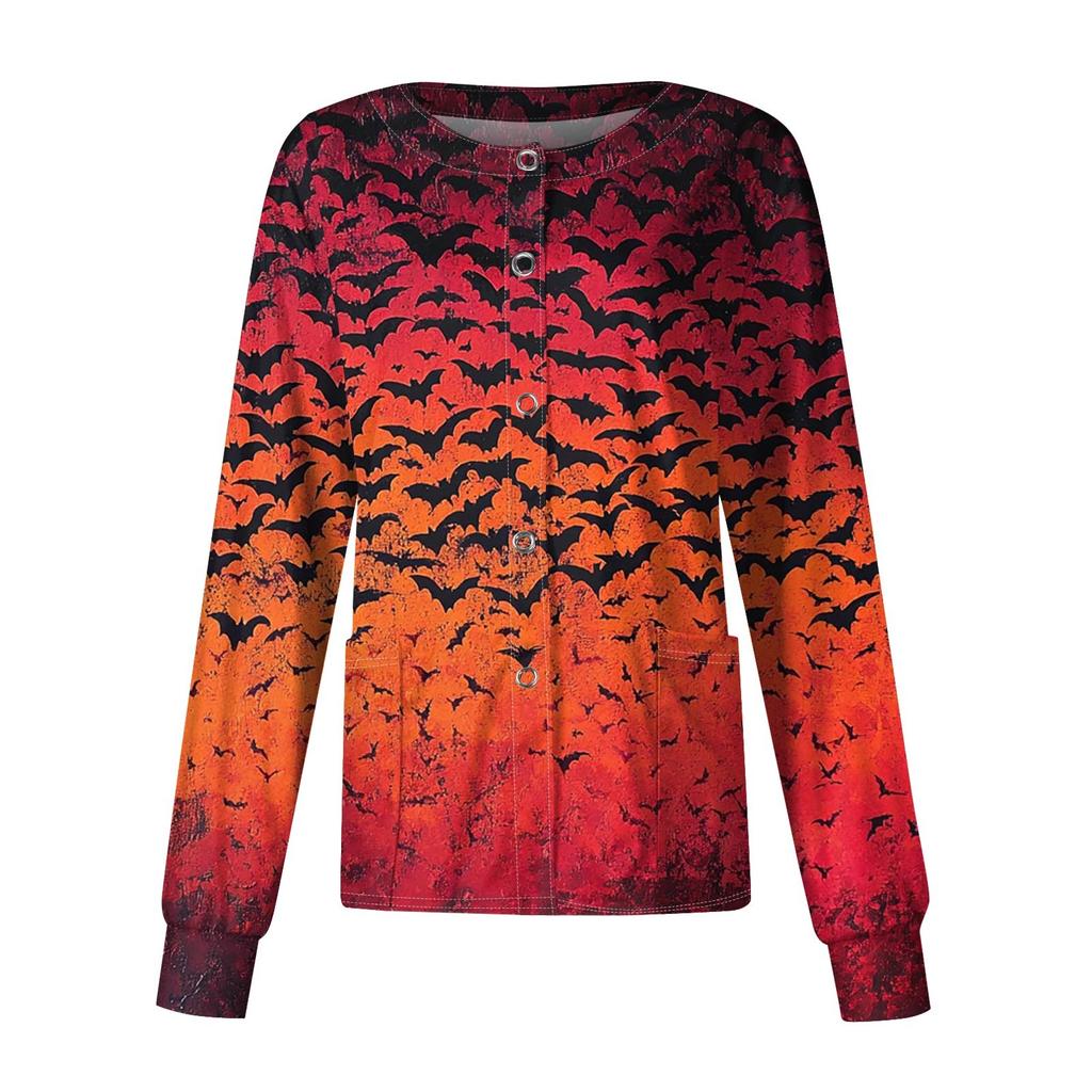 Dámské ležérní oblečení s dlouhým rukávem, jednořadové halloweenské oblečení s potiskem Cardigan Top oblečení Uniformy