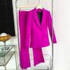 European and American Star Style Professional Suit Set, One-Button Long Blazer with Flared Pants Two-Piece Set for Women