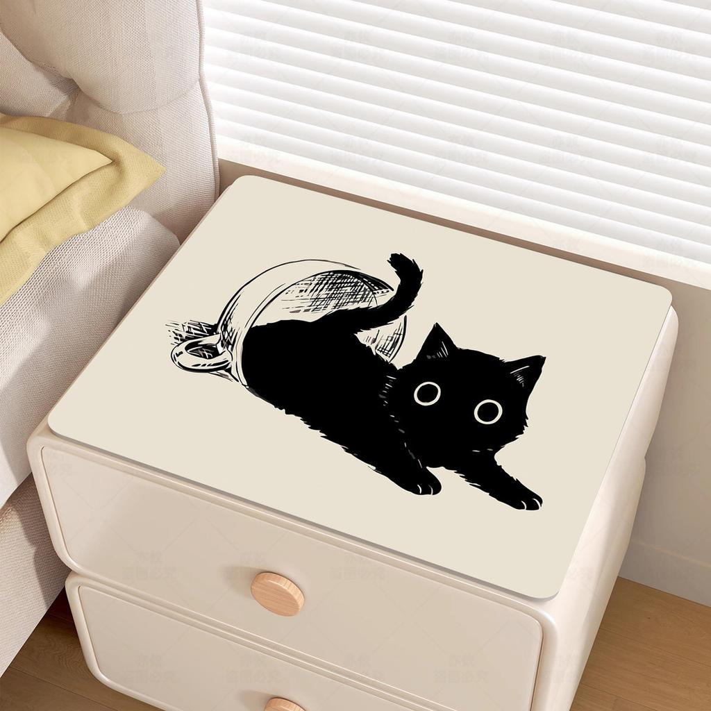 Vintage Oil Painting Garden Cat Nightstand Mat Green Fruit Floral Print Waterproof Heat Resistant Dresser Top Pad Rug