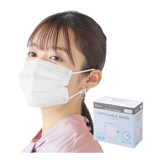 [Iris Ohyama] Disposable Non-woven Fabric Pleated Mask Regular Size 120 Pieces