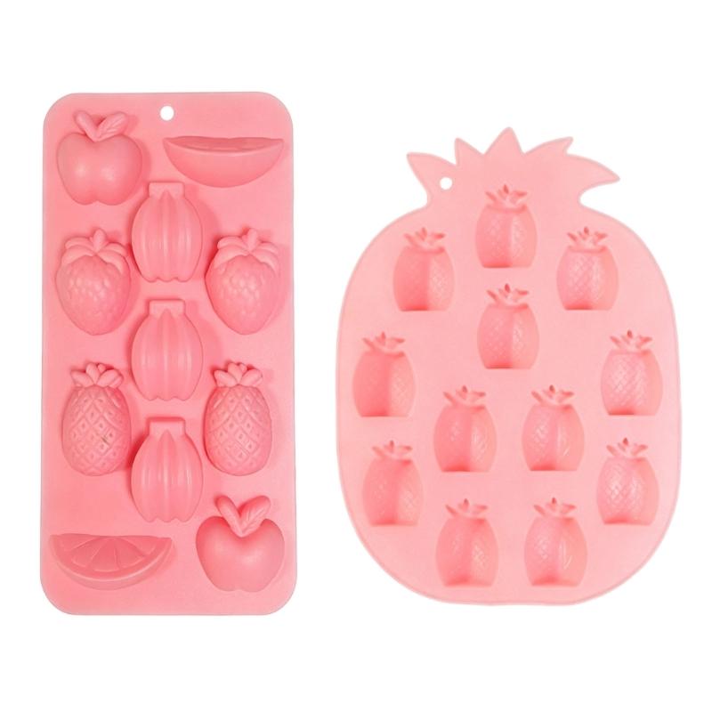 Fruit Shaped Ice Molds Tray Set, Pineapple Silicone Molds for Cocktails Ice, Jelly, Chocolate and Party Dessert Prep