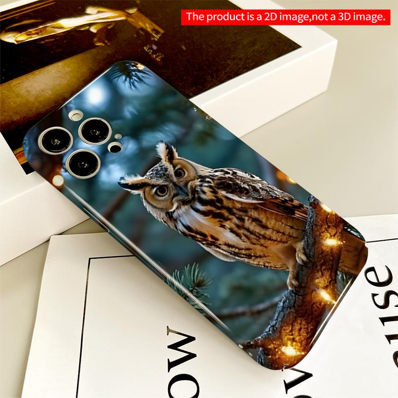 2DFlat Owl on Branch with Lights All inclusive film hard iPhone case, compatible with iPhone 18 Pro Max 17 16 15 14 13 12 11