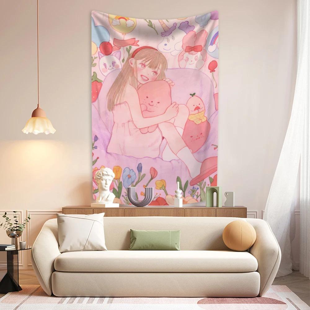 Аниме милая девушка принт модный домашний гобелен для украшения гостиной спальня гобелен — фото 5