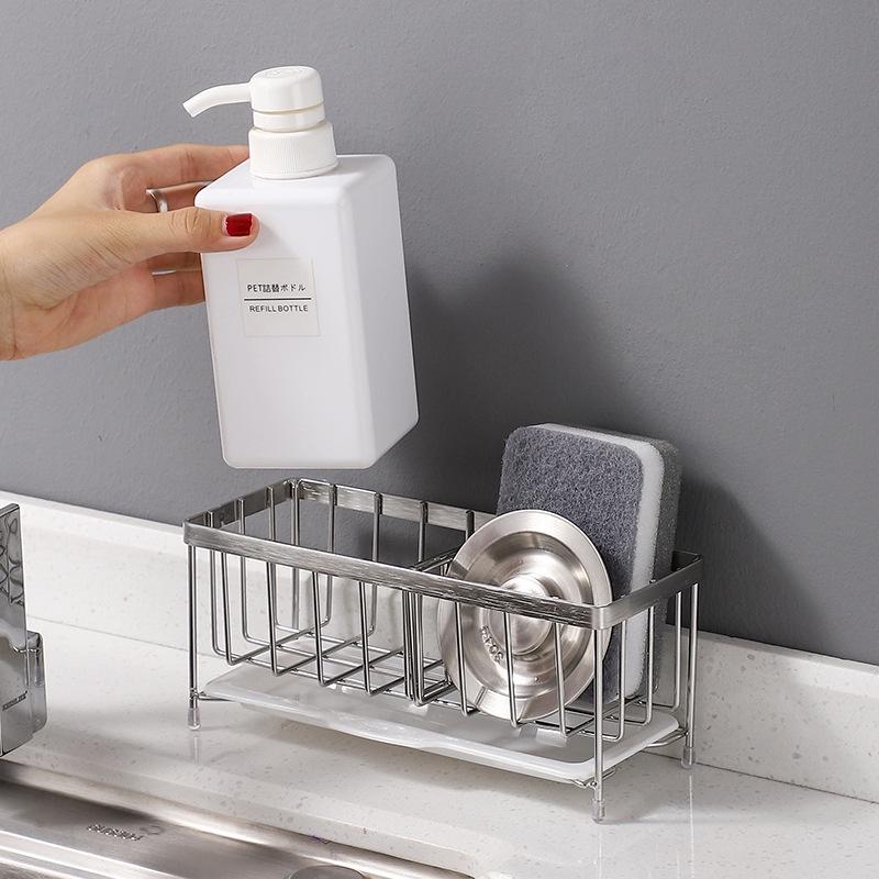 304 Edelstahl Küchenspülbecken Schwammhalter Regal Multifunktionaler Geschirrtuchorganisator