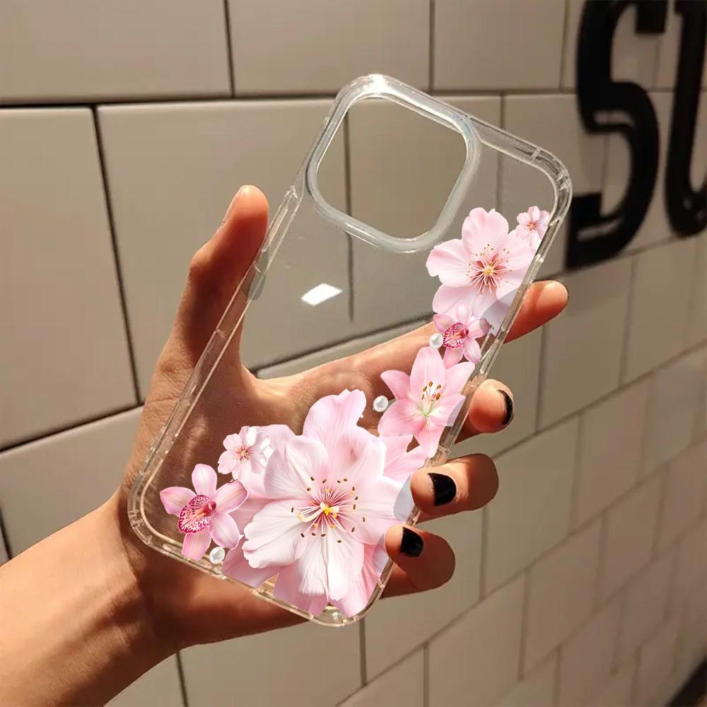 Pink Hibiscus Floral Aesthetics Coquette Clear Phone Case Cover for iPhone 17 16 11 15 14 13 12 Pro Max XS X 7 8 Plus Hard Funda