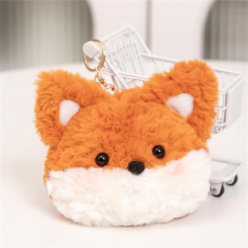 Plush Foxes Shoulder Bag Soft Crossbody Bag Girls Cartoon Backpack Lovely Animal School Bag Coin Purse for Winter