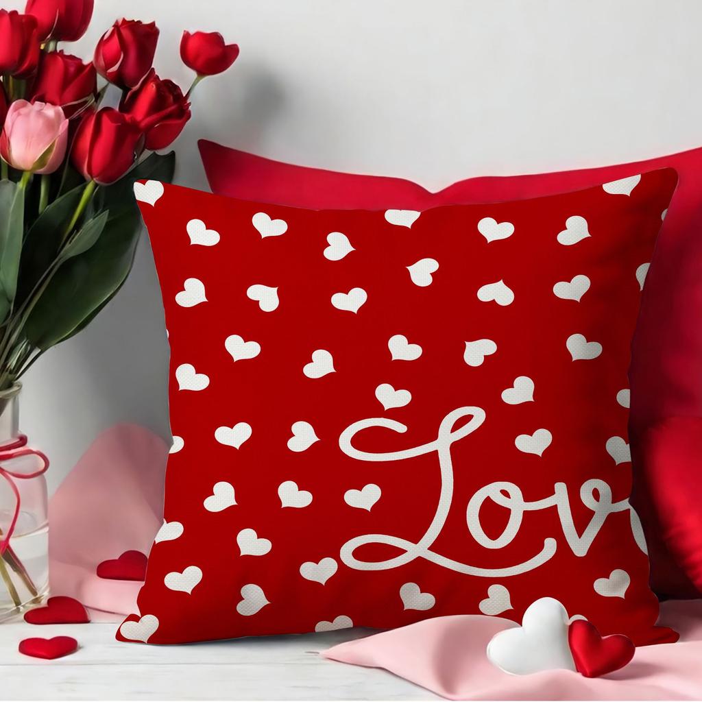 New Valentine's Day Pillow Love Letter Print Pillow Simple and Versatile Linen Pillow