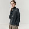 High Neck Cashmere Cardigan: Autumn/Winter Button-Up Rolled Hem Knitwear Sweater for Women.