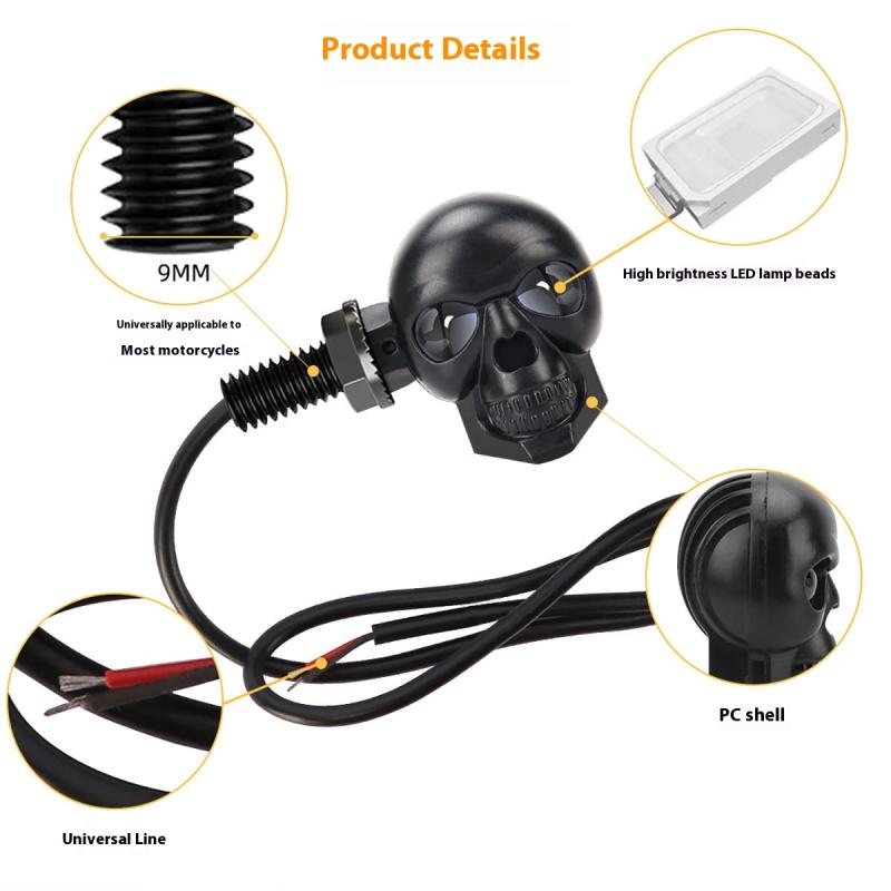 2Pcs Motorcycle Led Skull Shape Waterproof Turn Light Auxiliary Headlights Scooter Driving For Racer Spotlight