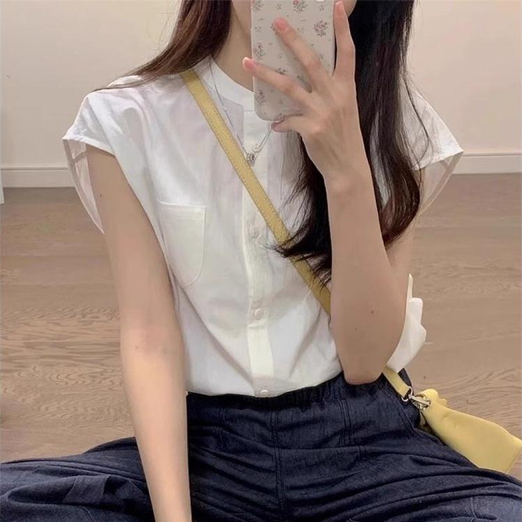 Summer new French sweet wind short-sleeved shirt women's design sense loose and thin versatile temperament top