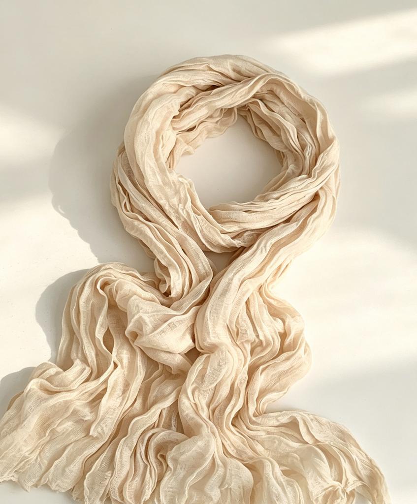 Atmospheric crumpled texture long silk scarf light and thin versatile long scarf high-grade texture affordable decorative yarn