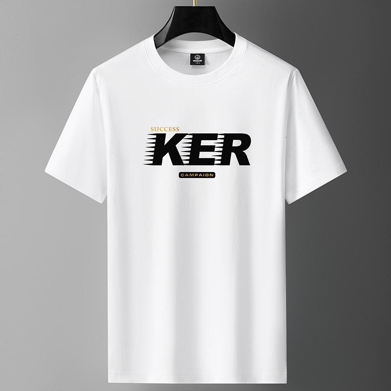 

KER M-6XL Мужская футболка с короткими рукавами из чистого хлопка с круглым вырезом для мальчиков Повседневная футболка 6XL белый