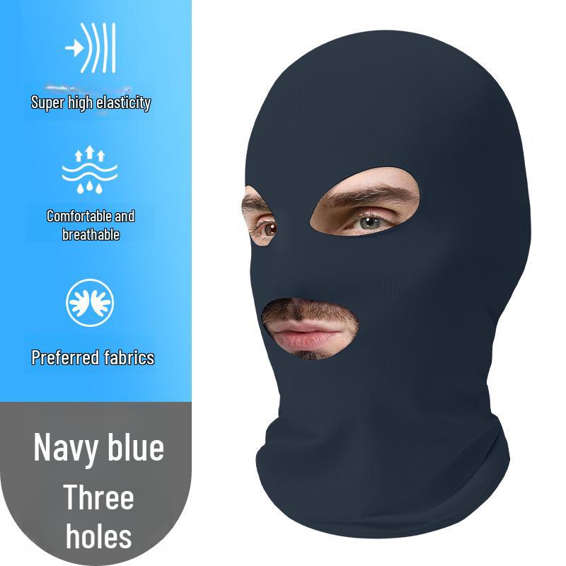 

Спортивная маска Ice Silk Sunshade Mask: Быстросохнущая, однотонная, трехдырочная балаклава для езды на велосипеде One Size