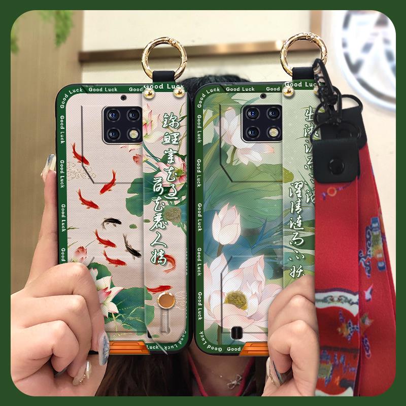 Ring Phone Holder Phone Case For Oukitel WP6 Elderly lady Fashion Lanyard Chinese style Kickstand Silicone Durable