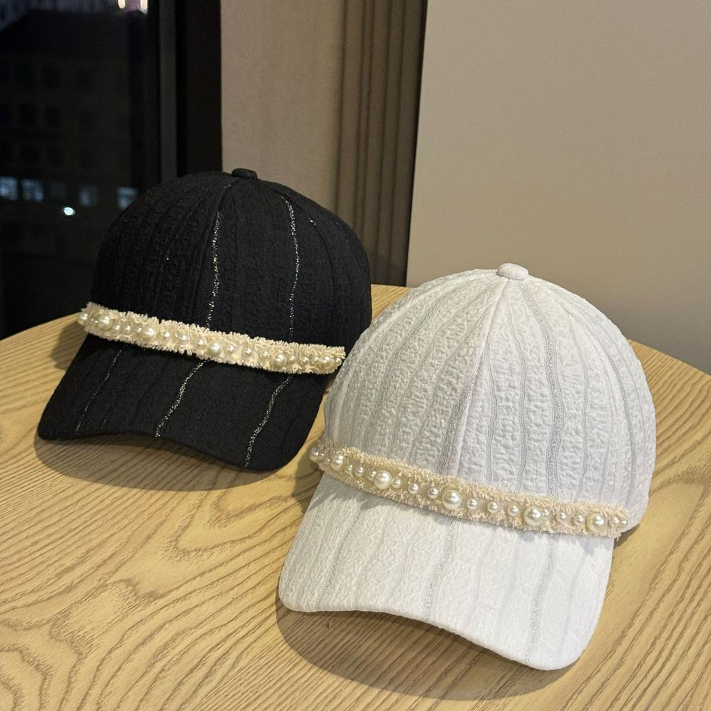 New Hat Women's Spring and Autumn Baseball Cap Fashion Pearl Cap Travel Leisure Versatile Sports Trend