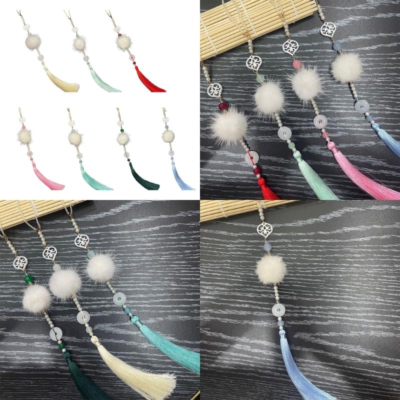 Vintage Chinese Hanfu Pendant Traditional Tassels Waist Pendant Imitation Jade Fashionable Jewelry for Celebrations