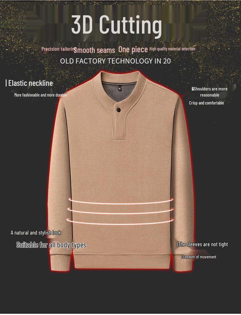 Men's 2025 Winter Fleece-Lined Thickened Sweatshirt with Single-Button Closure