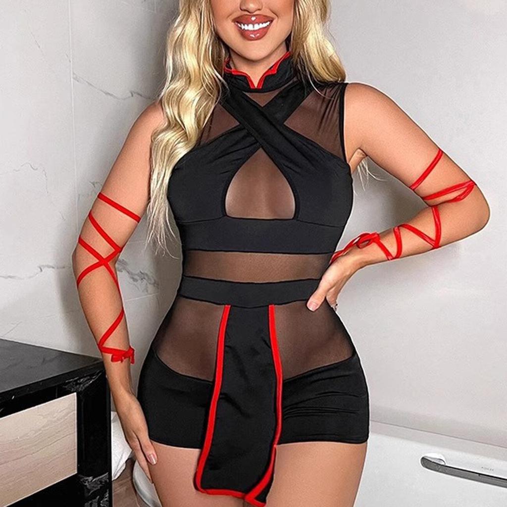 Women's Sleepwear Spaghetti Strap Dress Transparent Sexy Nightgowns Lace Pajamas Sexy Set Lingerie
