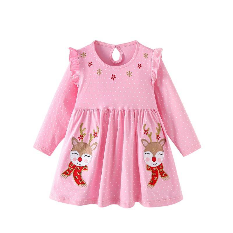 Girl Dress With Cartoon Animal Print For Toddler Winter And Fall Wear