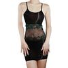Oil Glossy Shiny Sheer Sling Dress Sexy Women Lace Waist Suspender Bodycon Micro Mini Dress See Through Lingerie Bodystocking