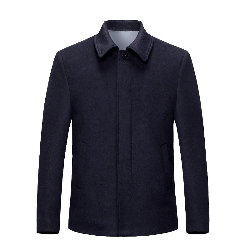 Cashmere Woolen Coat Men's Short Thickened White Duck Down Lining Wool Jacket Dad Warm Coat