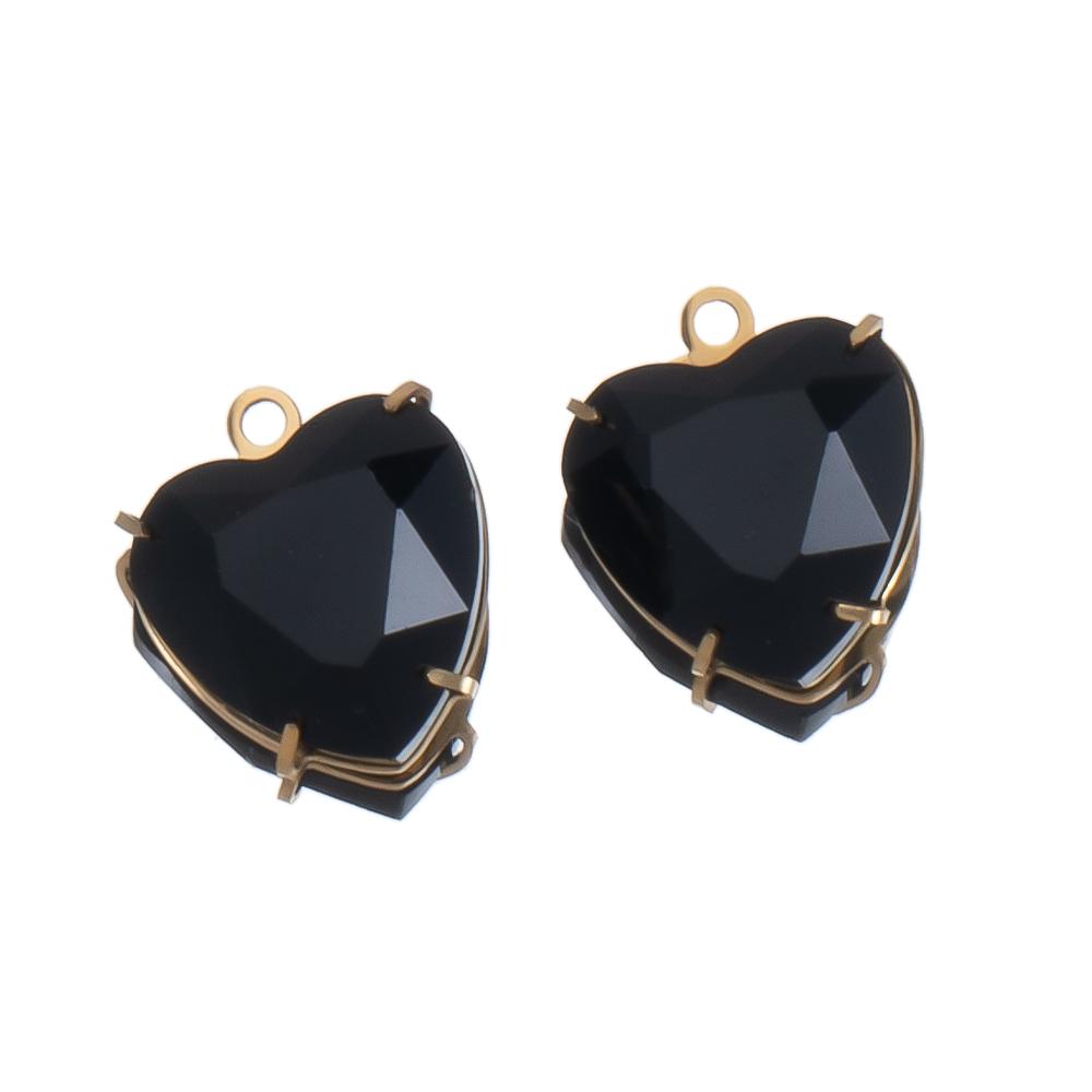 5pcs Stainless Steel Zircon Heart Pendants Base Clear Crystal Charm Beads with Hole for Necklace Making DIY Ear Jewelry Findings