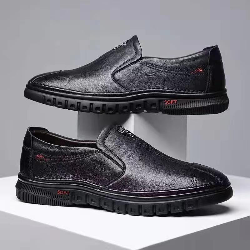 Fashion Mens Leather Shoes Slip on Soft Loafers Non Slip Breathable Driving Flats Spring Walking Office Work Shoes Mocassin Homme